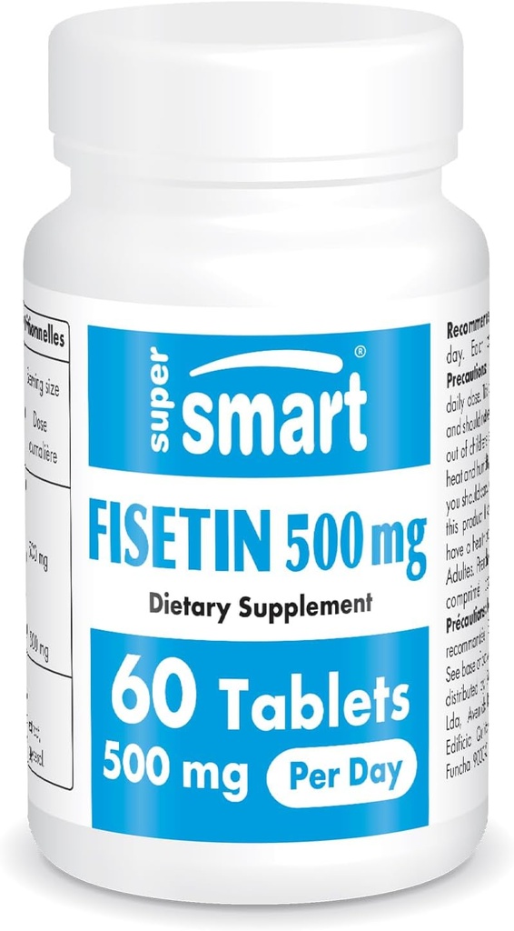Supersmart - 하루 (Easy-to-Take) 당 Fisetin 500mg - 98% 순수한 Fisetin 보충교재 - 높게 생물용 Polyphenol - 유력한 Senolytic 활성제 | Non-GMO & 글루텐 자유로운 - 60의 정제