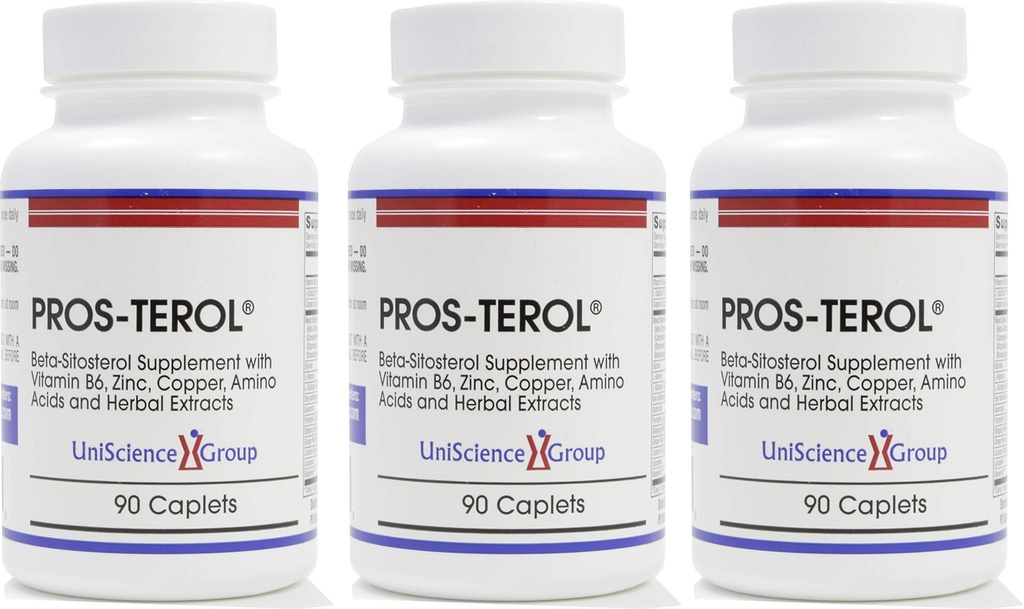 Pros-TEROL (3 병 키트), Pumpkin Seed, Sting Nettle Root, Ginger Root, Licorice Root Extracts 90 Caplets와 900 mg 식물 Sterols와 전립선 구호