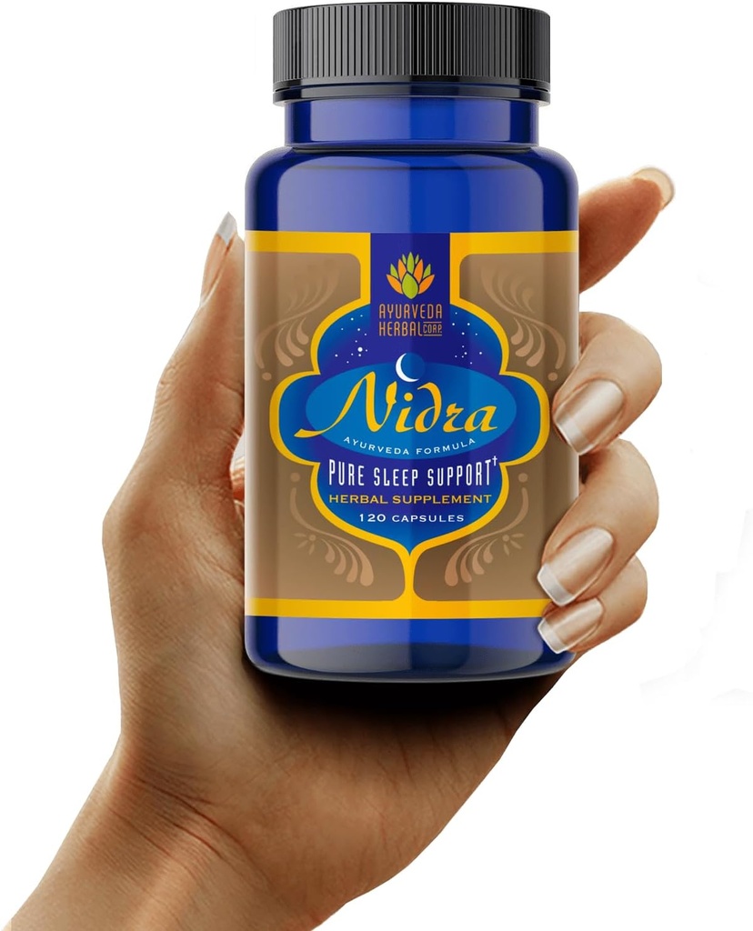 Nidra 100 % All-Natural Ayurvedic Herbal Sleep Supplement- Drug Free, Non-Habit Forming, Stress Relief Aid for the Restful Night - 120 카운트 (1 팩)