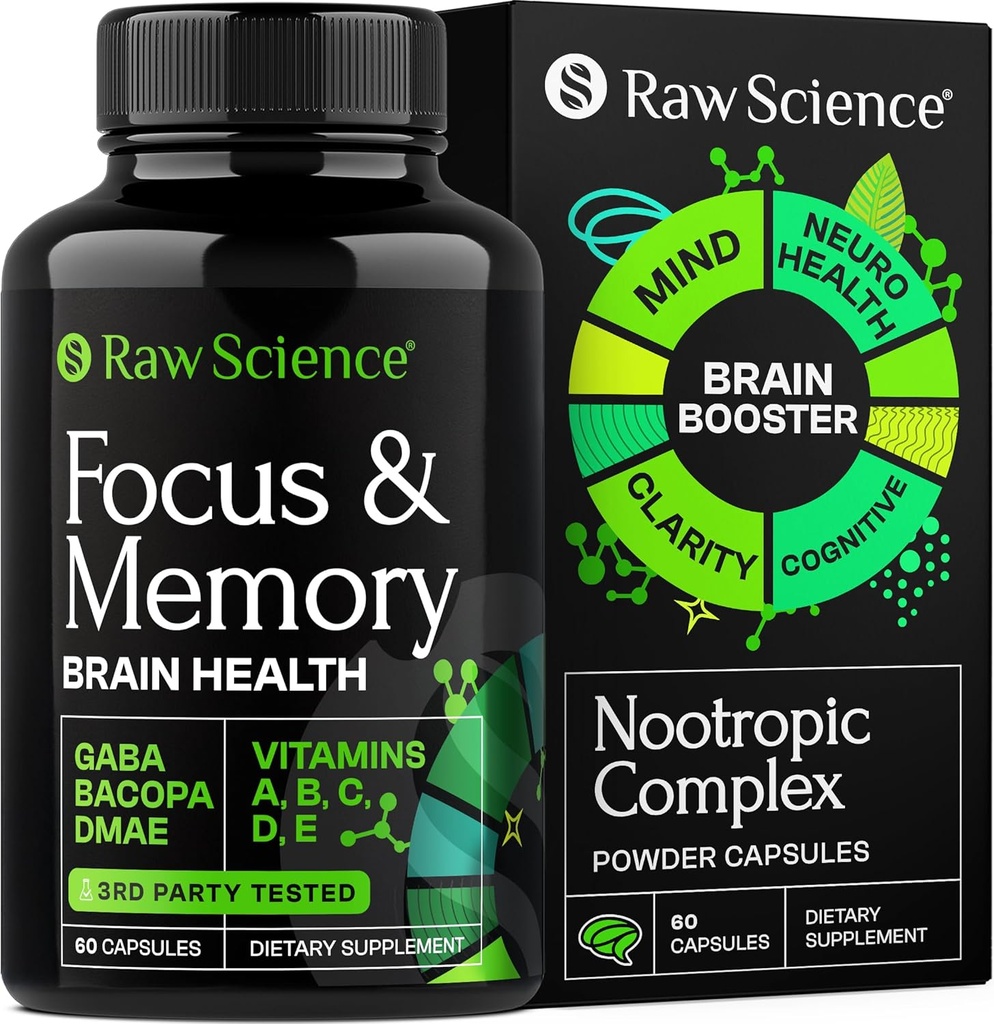 Nootropics 두뇌는 Huperzine A, Phosphatidylserine, DMAE를 가진 기억 & 초점을 위한 보충합니다 - 뇌 건강 지원: GABA, Choline, DHA, Bacopa Monnieri의 뇌 지원을 위한 기억 보충교재, 60의 캡슐