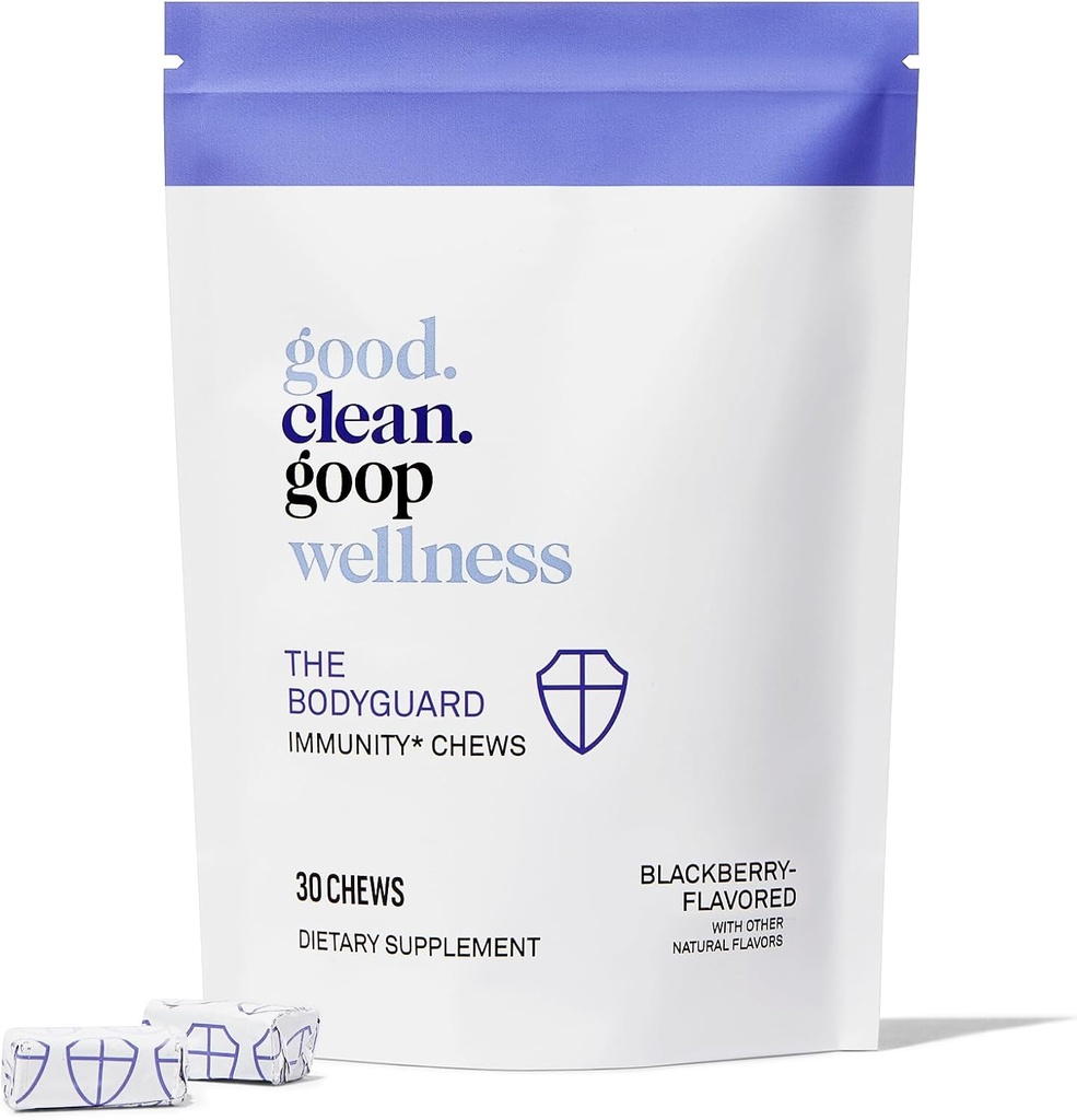 good.clean.goop Wellness The Bodyguard Immunity Chews | 면역 지원에 대한 규정식 보충 | Elderberry Extract & Vitamin D | Berry flavored | 면역 시스템 부스터 | 30 Chews | Non-GMO