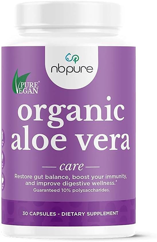 nbpure 유기 알로에 Vera, 복원 Gut 균형, 면역 지원 및 소화 웰빙 30, Vegan 캡슐