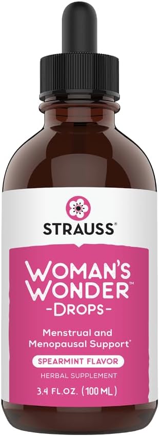 Strauss Heartdrops 여성 원더 드롭; 생리 및 정신 지원 Spearmint Flavour, 자연 공식, 글루텐 무료, Soy-Free, Non-GMO, 3.4oz에 보충 병 병