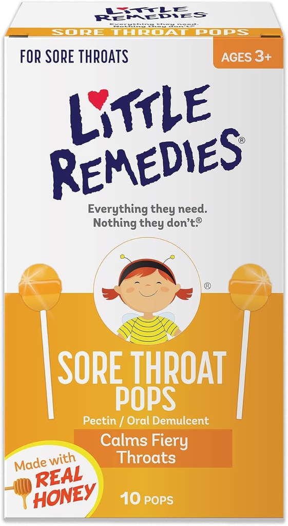 Little Remedies Sore Throat Pops, 실제 꿀으로 만든, 10 Count(Pack of 1)