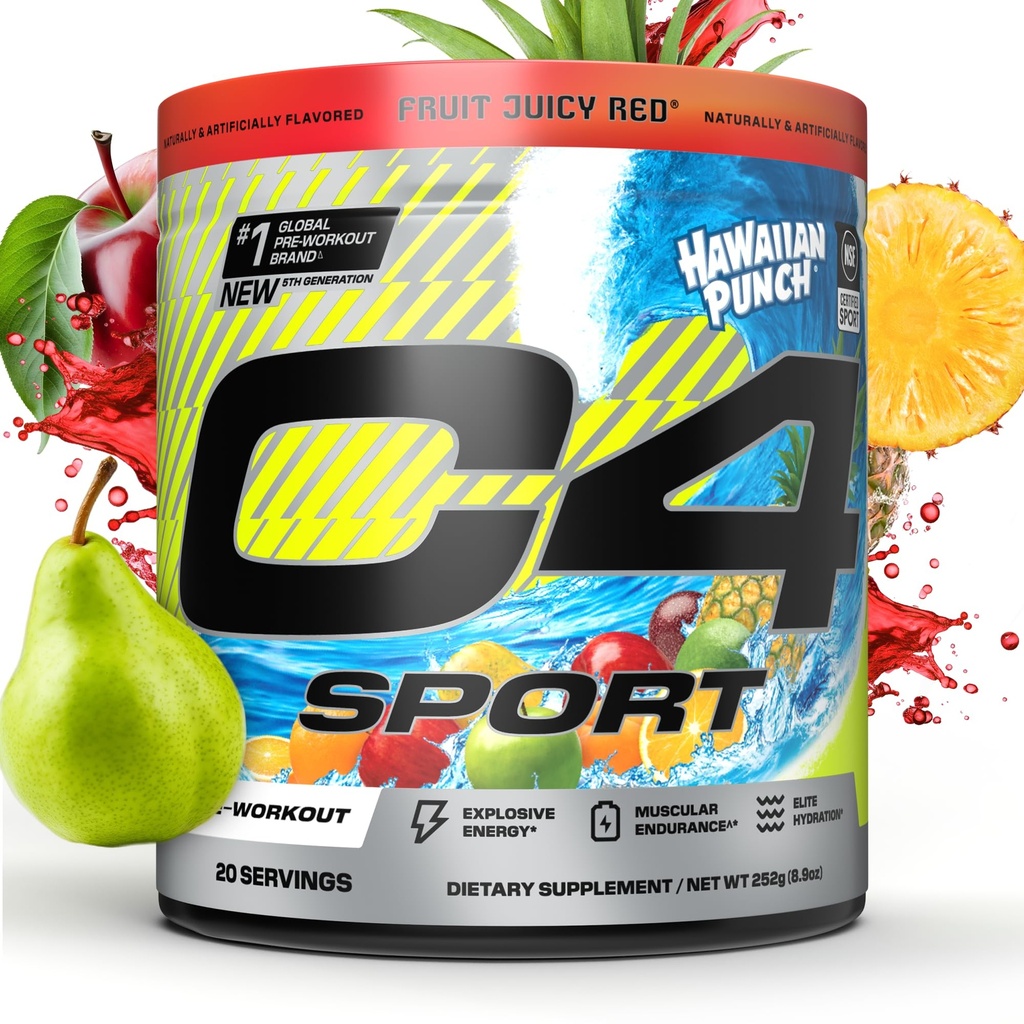 Cellucor C4 스포츠 사전 운동 분말 - NSF 스포츠 인증 - 엘리트 하이드로 션 - 200mg 카페인 + 크레아틴 + 베타 알라닌 - 전해질 및 에너지 보충 - 하와이 펀치, 20 서빙