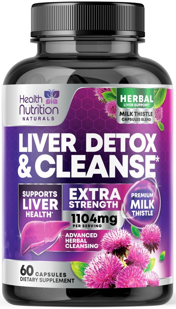 Gentle Liver Cleanse Detox & Repair Formula - Silymarin Milk Thistle, Dandelion Root, Artichoke Extract, Turmeric, Choline 및 Beetroot - 60 Veggie 캡슐과 고급 간 지원 보충