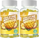 Creatine Monohydrate Gummies Complex for Men & Women -Advanced 공식 W/L-Taurine + 비타민 B12, 설탕 무료 Chewable 보충교재, 180 파인애플 Gummies 2pack