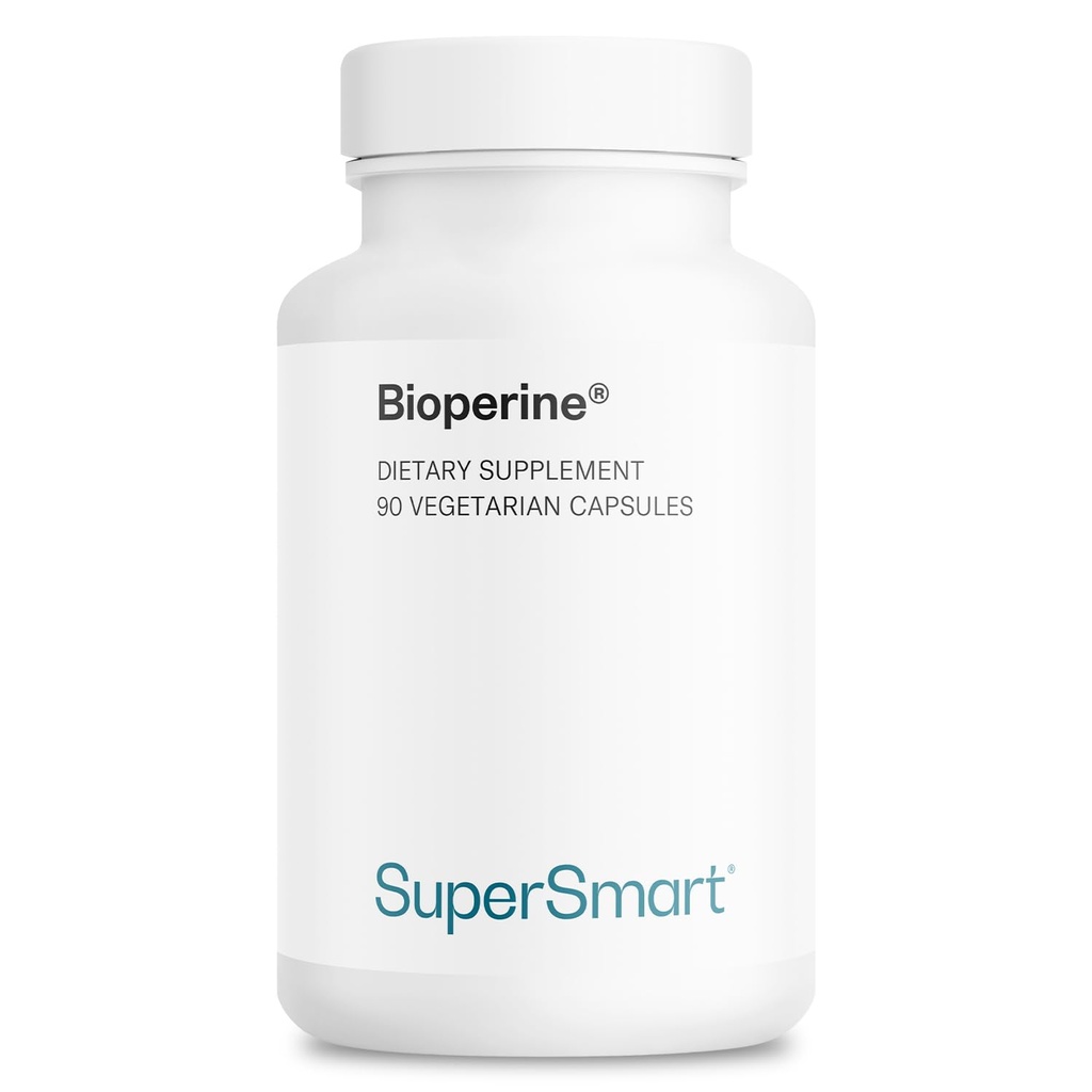 SuperSmart Bioperine 30mg / Day (95% Piperine) - 검은 후추 추출물 보충 - 흡수 강화 - 소화 효소 지원 | Non-GMO & 글루텐 무료 - 90 채식 캡슐