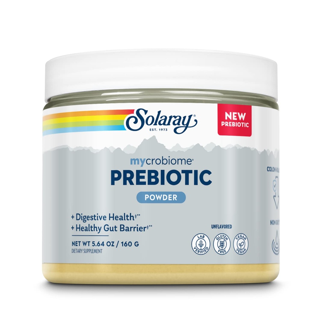 SOLARAY Mycrobiome Prebiotic Powder, 여성 및 남성을위한 Prebiotics, 콜론 및 Gut 건강, Non-Gritty, Easy-to-Mix, Non-Bloating Formula, 20 서빙, 5.64 OZ에 대한 소화 영양 보충제