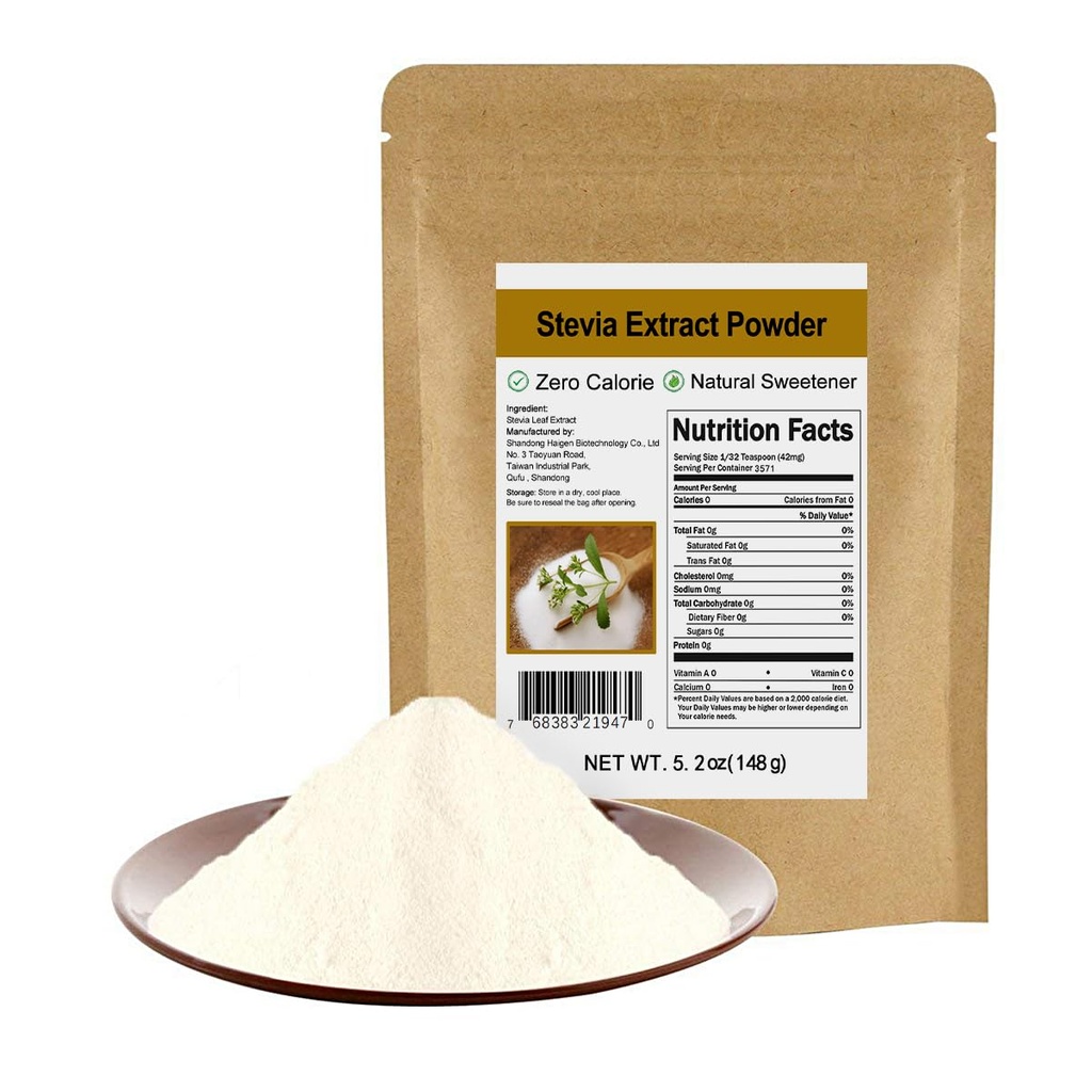 Erythritol 5.2oz (148g) 없는 순수한 스테비아 추출물 분말 - 높게 집중된 스테비아 분말 감미료, 0 Calorie, 인공 없음, 자연적인 설탕 대안