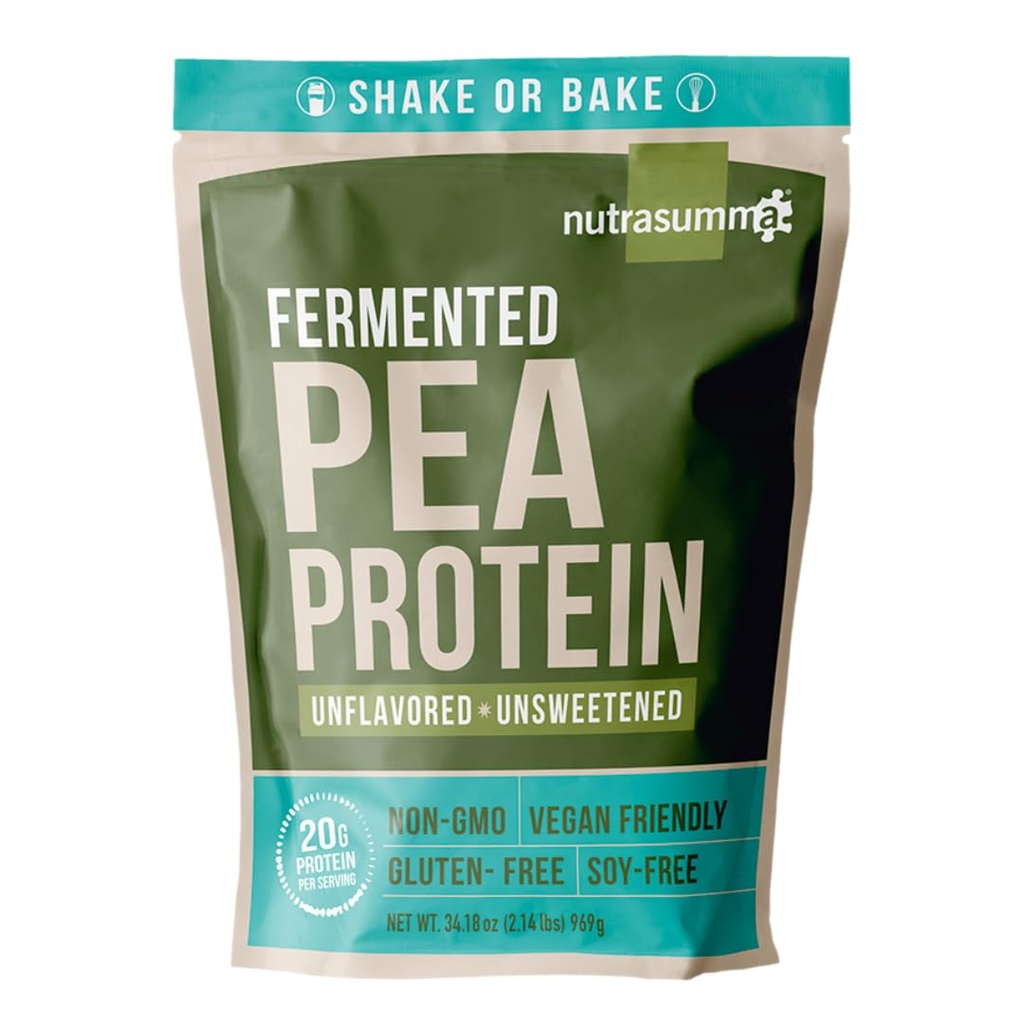 Nutrasumma Pea Protein Powder, Unflavored 및 Unsweetened Sugar Free Vegan, 100 % 공장 기반, 비 GMO, 글루텐 무료 & Soy 무료, 2.14 LB