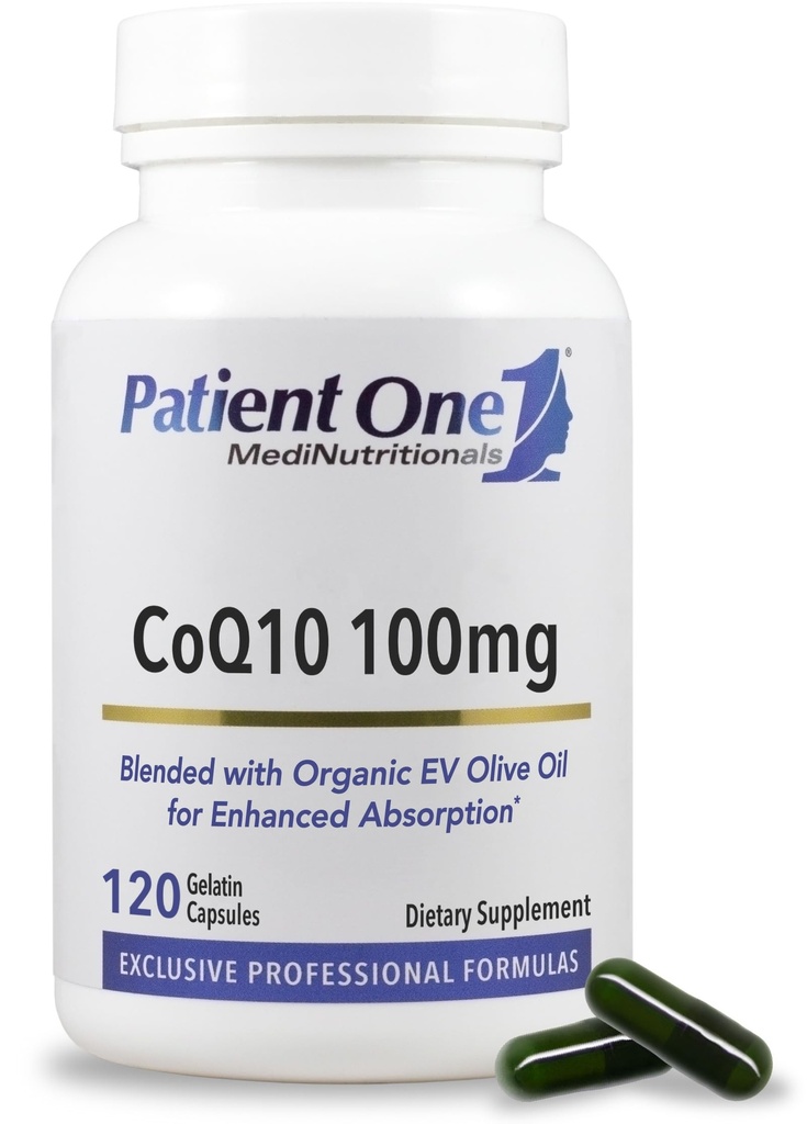 환자 One Coenzyme Q10 (CoQ10) 100 mg | 유기농 올리브 오일과 함께 심장 및 혈관 건강 지원을위한 산화 보충 | 120 캡슐