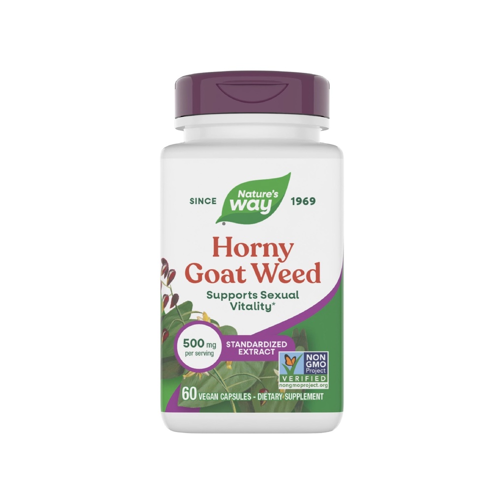 Nature's Way Horny Goat Weed Premium Extract 성 활력, * 비 GMO, 비건, 60 캡슐