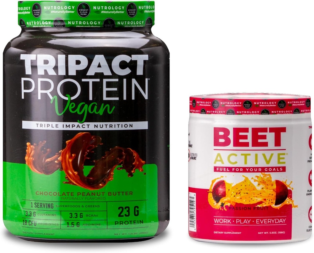 Vegan Protein Shakes, Chocolate Peanut Butter (20 서빙) & Beet Active, Passion Fruit flavor (30 서빙)