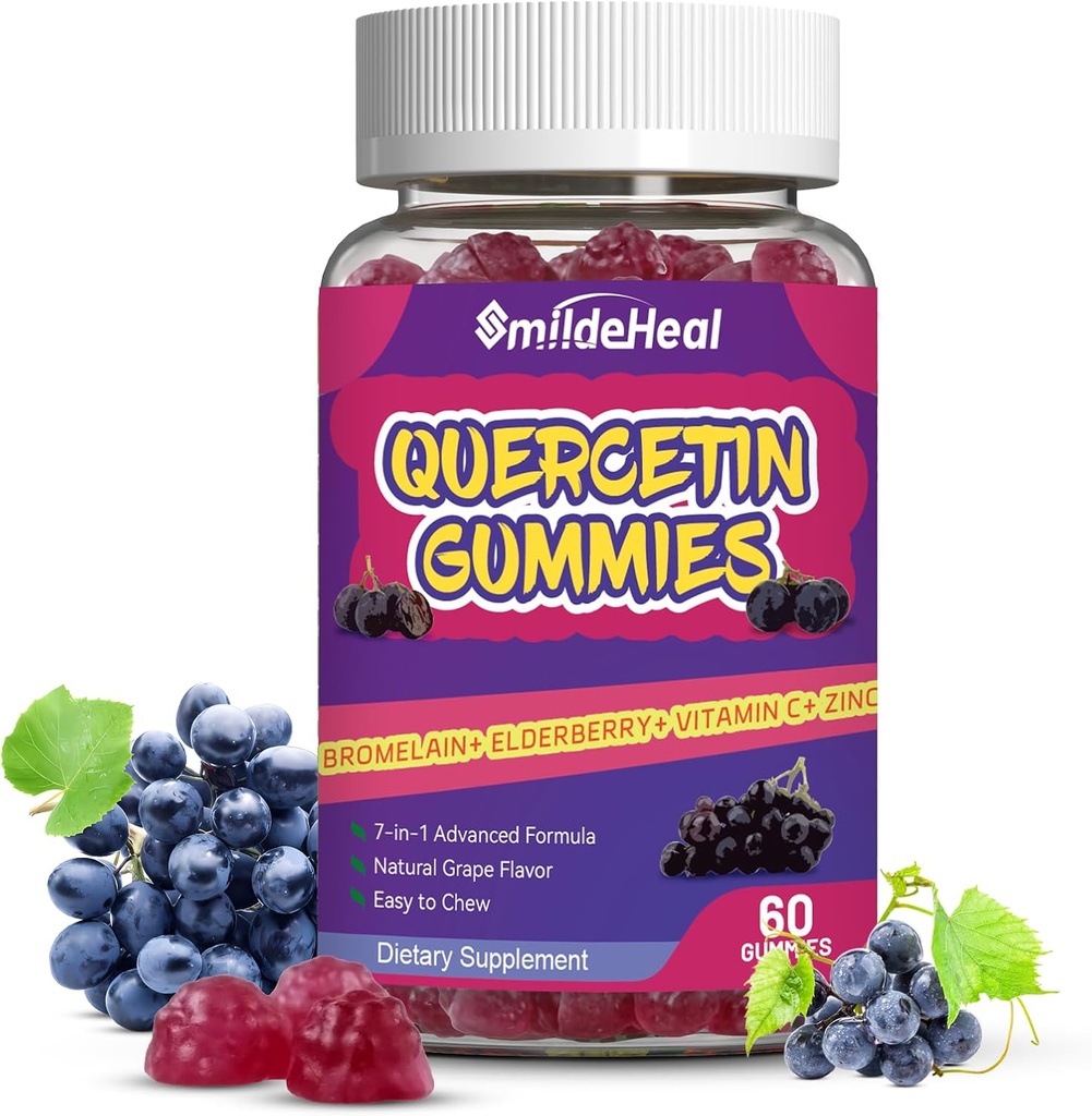 Quercetin Gummies 1200MG의 Bromelain, 아연 비타민 C, 성인 & Kid를 위한 Quercetin 보충교재 Gummies, 60 Vegan Gummies를 가진 Quercetin Gummies