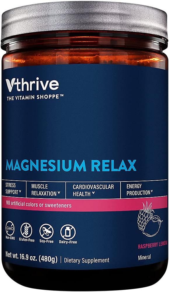 마그네슘 릴랙스 파우더 - Stress & Muscle Relaxation 지원 - 라즈베리 레몬 (16.9 oz. / 100 서빙)
