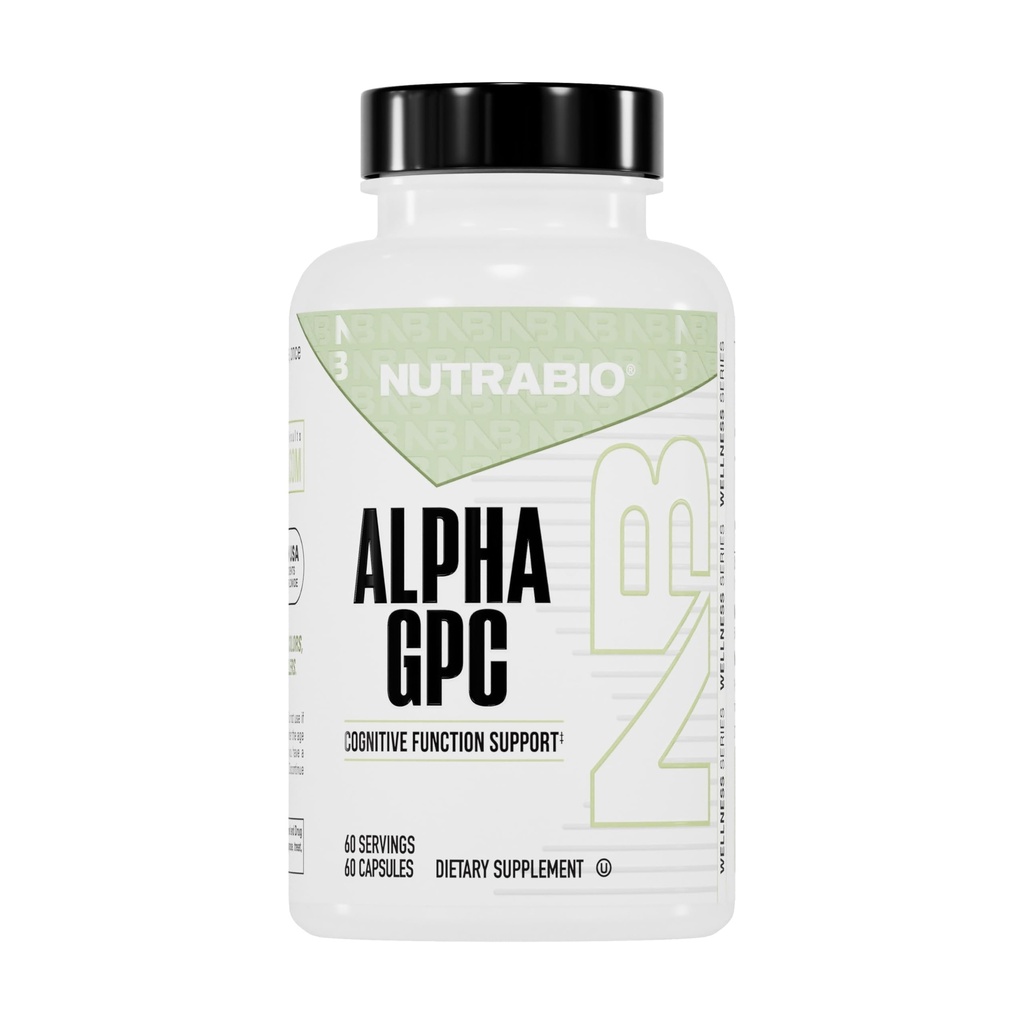 NutraBio 알파 GPC의 뇌 지원 & 개량된 기억 기능, 300mg - 60 식물성 캡슐