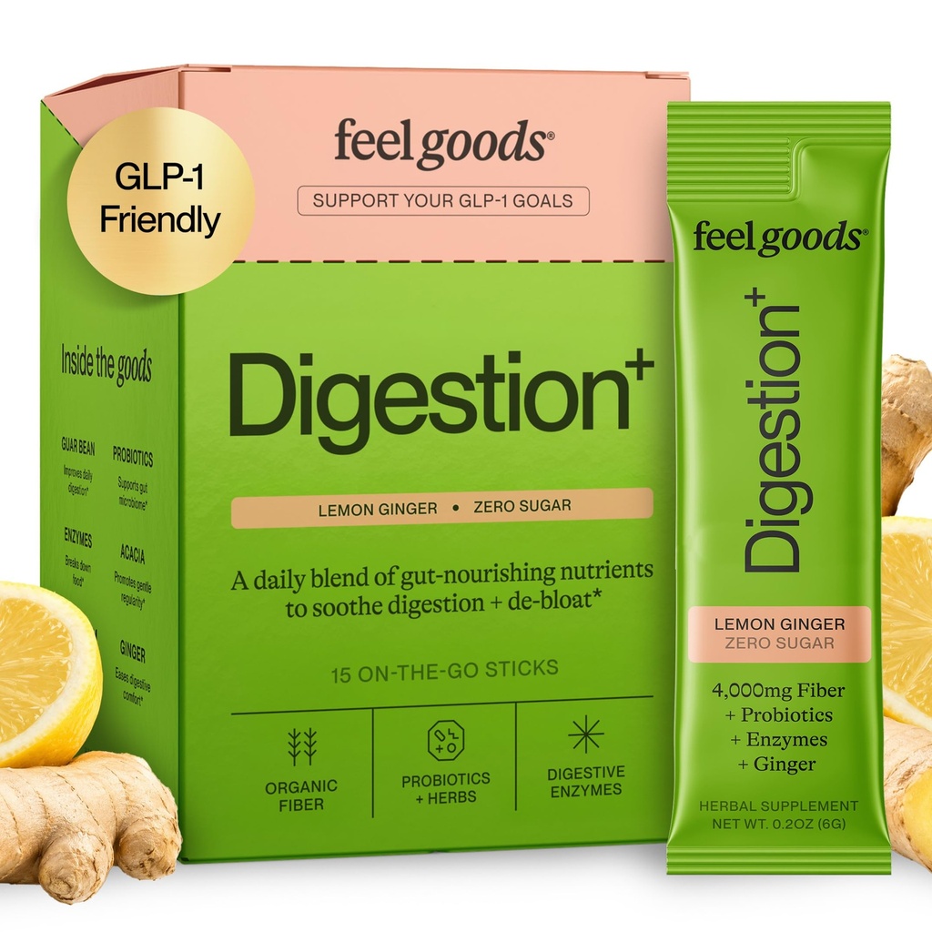 좋은 Gut Guardian, 유기 섬유, Probiotic & Prebiotic 분말, 설탕 무료, Bloat, Gut 건강 지원을위한 허브, 남성 및 여성을위한 소화 건강, 비 GMO, Vegan, Lemon Ginger, 15 조사
