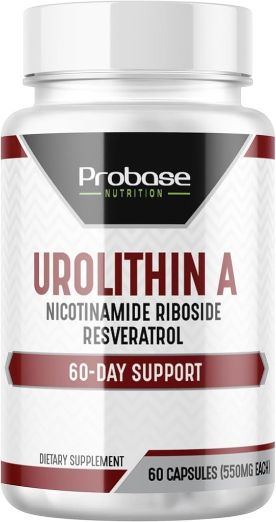 Probase Nutrition Urolithin A - [60 일 공급] - 추가 NR 및 Resveratrol - NMN, NAD, CoQ10, 건강한 노화를 위한 PQQQ에 대안