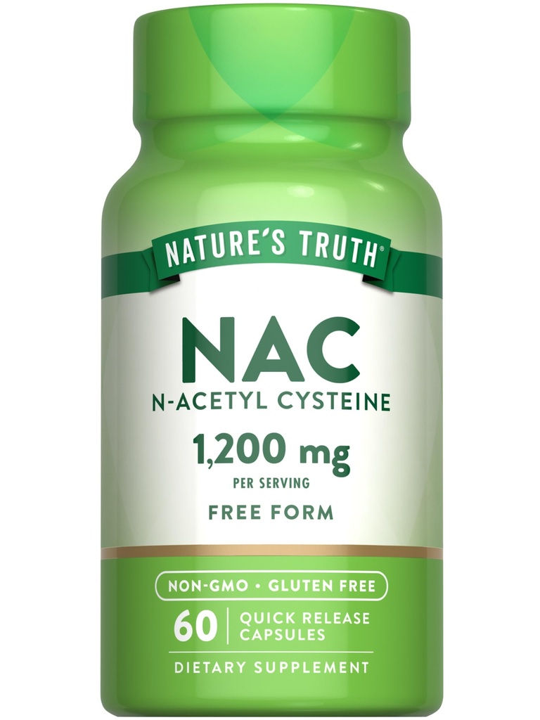 자연의 진실 NAC 보충 | N 아세틸 Cysteine | 무료 양식 아미노산 | 1200 mg | 60 캡슐 | Non-GMO 및 글루텐 무료 보충
