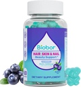 머리 피부와 손톱 비타민 Gummies,5200 mcg Biotin Vegan Chewable 보충 비타민 A C D E, 블루 베리 맛, 60 카운트 (Random Packing)