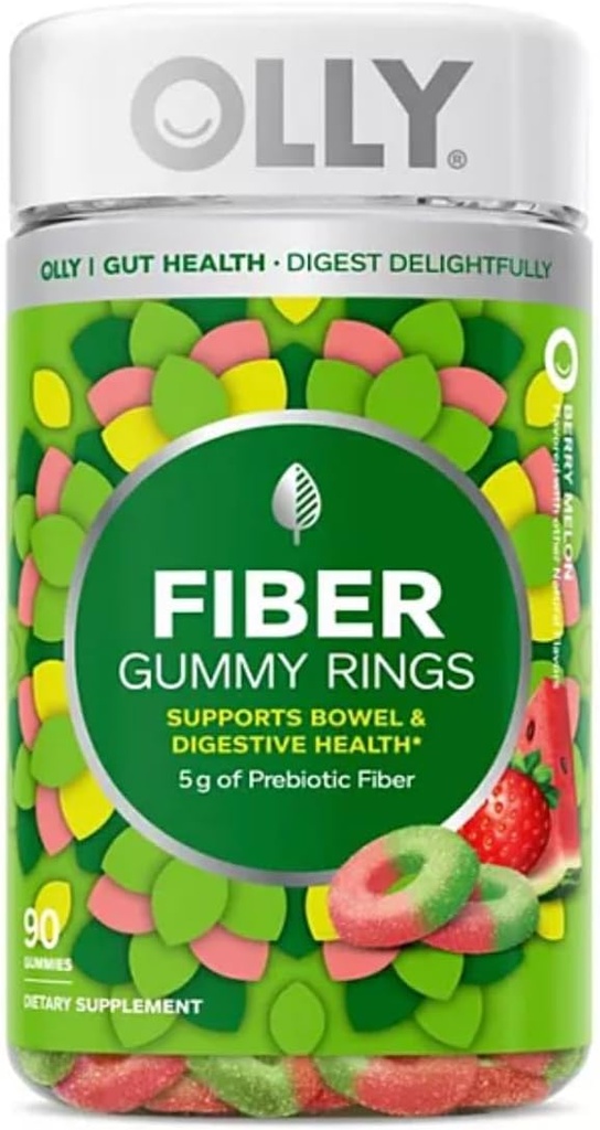 OLLY 섬유 거미 반지, 5g Prebiotic 섬유, FOS (Fructo-oligosaccharides), 소화 지원, 베리 멜론