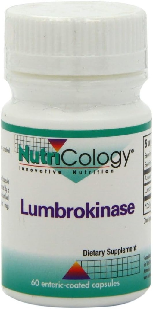 Nutricology Lumbrokinase 보충 - 순환 시스템 지원, 정상적인 범위에서 혈액 순환 이미 - 60 지연 릴리스 채식 캡슐