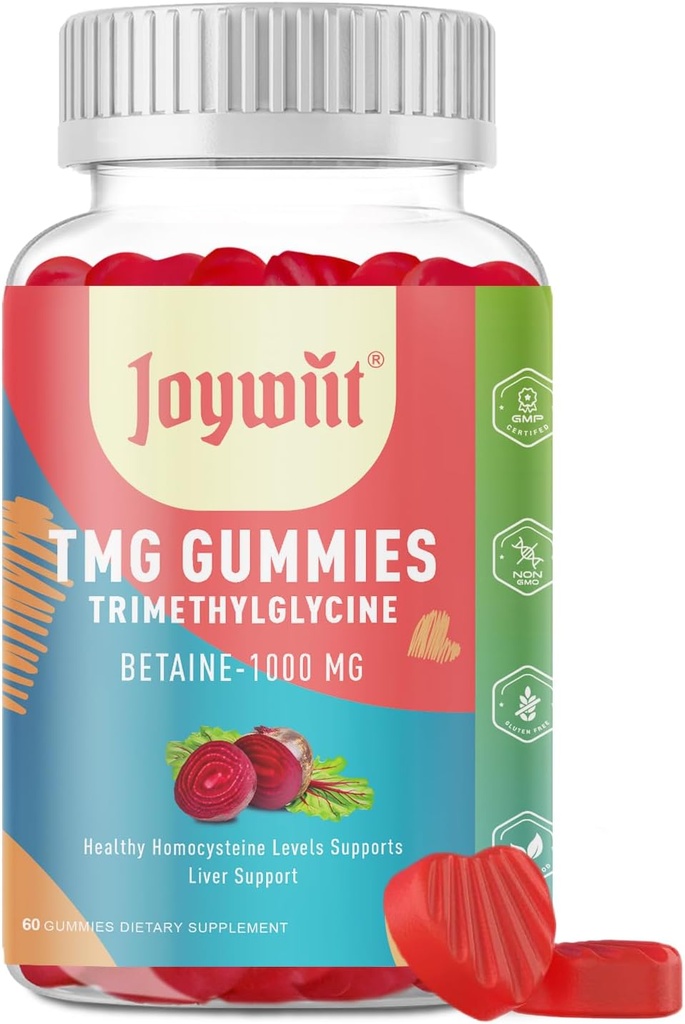 Tmg Trimethylglycine Gummies는 1000mg betaine 무수 Tmg Gummies, Homocysteine 수준, 에너지, Methylation & 면역 지원, 간 건강, 글루텐 자유로운, 60 Ct를 보충합니다