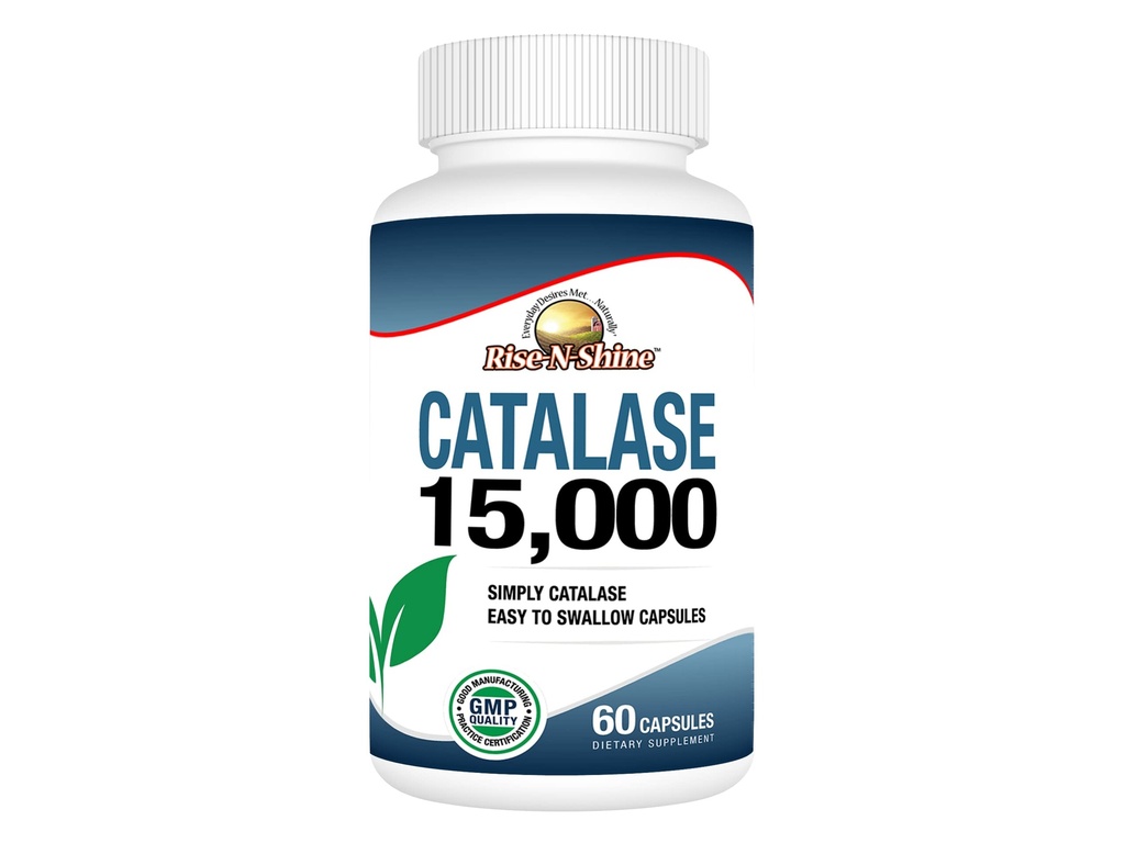 Rise-N-Shine Catalase 보충교재 15,000 - 머리 건강을 위한 강력한 산화 방지제 효소, 강한 머리 지원 및 더 많은 것 - 60 조사 (60 일 공급)