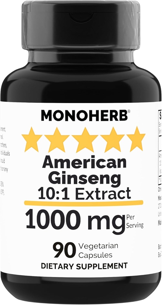 MONOHERB 미국 인삼 추출물 1000 mg - 90 채식 캡슐