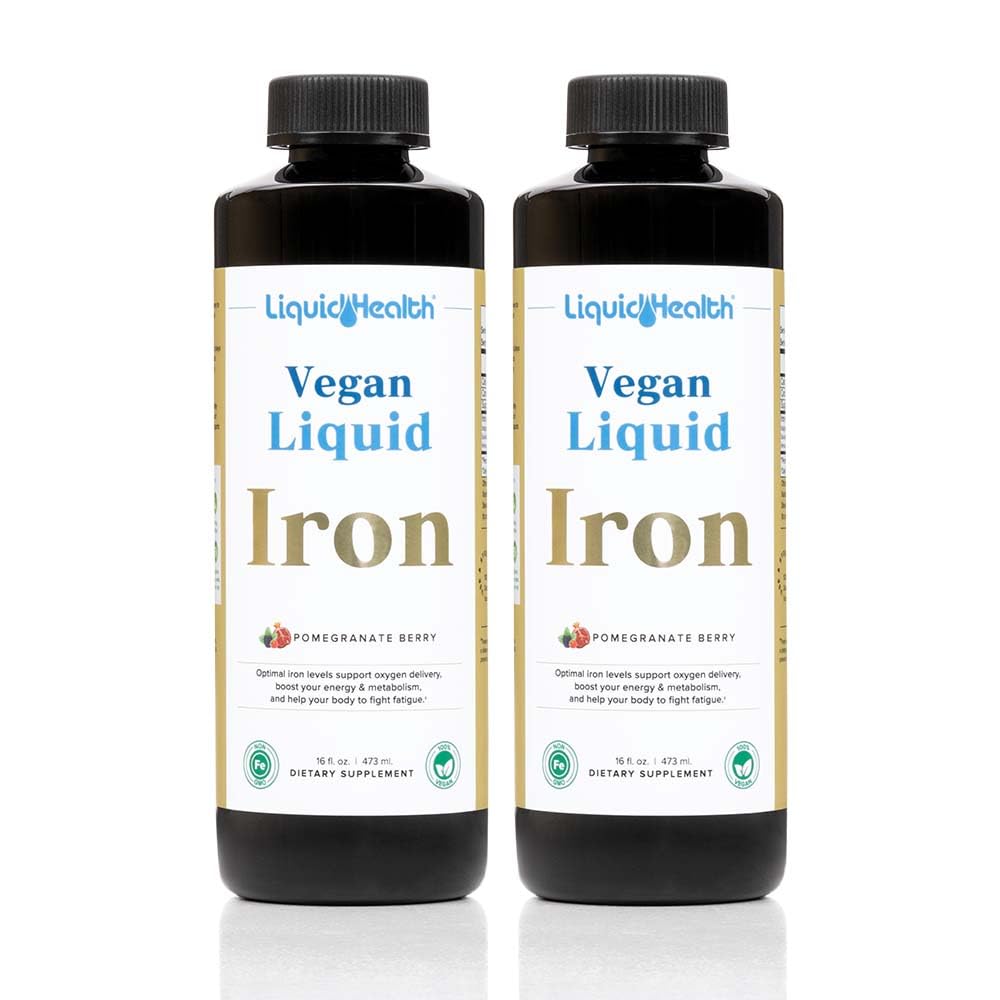 LIQUIDHEALTH Vegan 액체 철 보충 SunActive & Ferrochel Fe - 자연 에너지, 면역 체계 & 대사 지원, 증가 정신 Clarity, Prenatal/Postnatal - 미국 만드는, 비 GMO (2 팩)