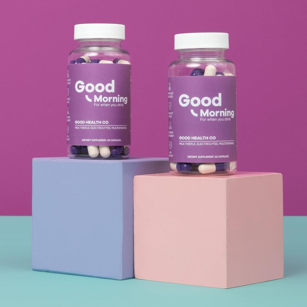 Good Morning Recovery Pills [2 Pack Hangover Kit] 알코올 보조 후 임상 시험| Electrolytes, Milk Thistle + DHM을 사용한 음료 구호 + 간 해독. 체어!