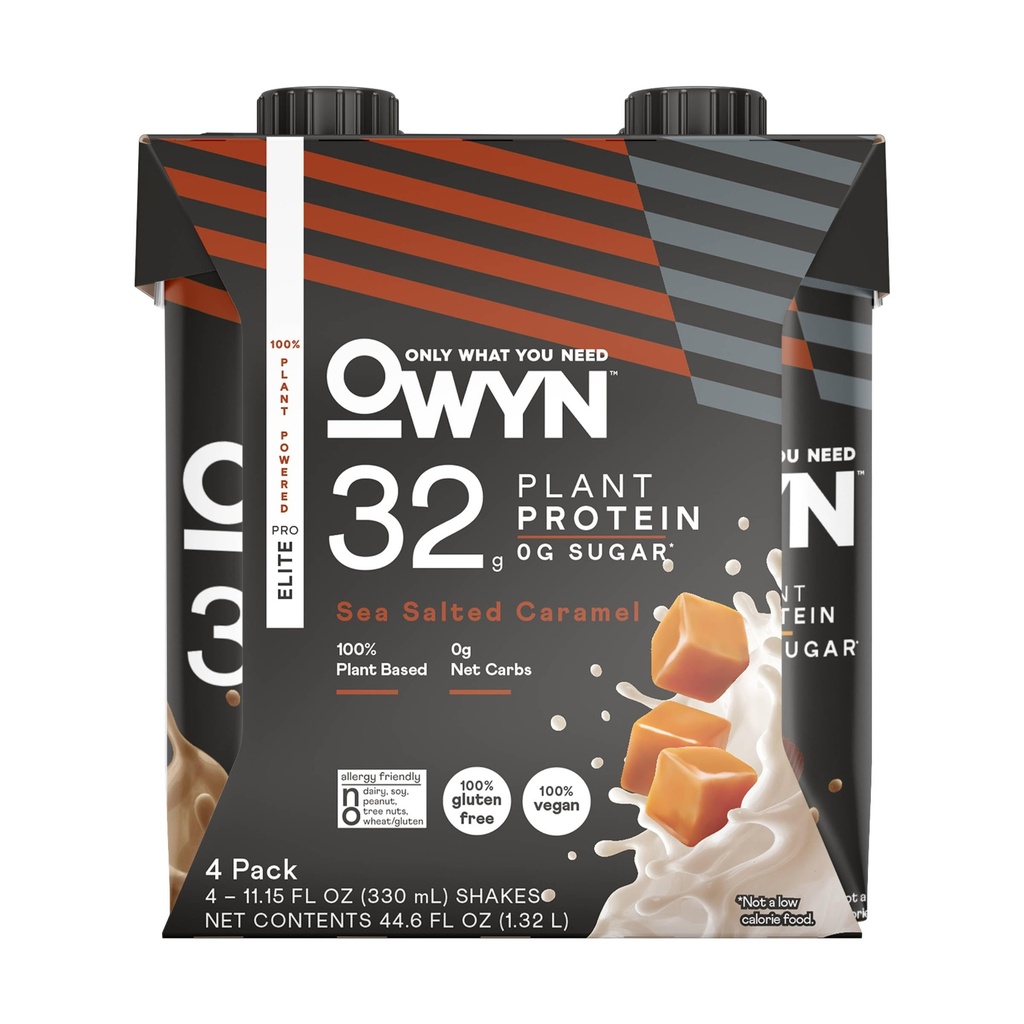 OWYN 바다 소금 Caramel 엘리트 식물 단백질 Shake 4pk, 11.15 FZ