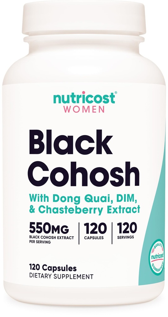 여성 660mg, 120 캡슐을위한 Nutricost Black Cohosh - Don Quai, DIM 및 Chaste Berry, Veggie Caps, Non-GMO, 글루텐 무료