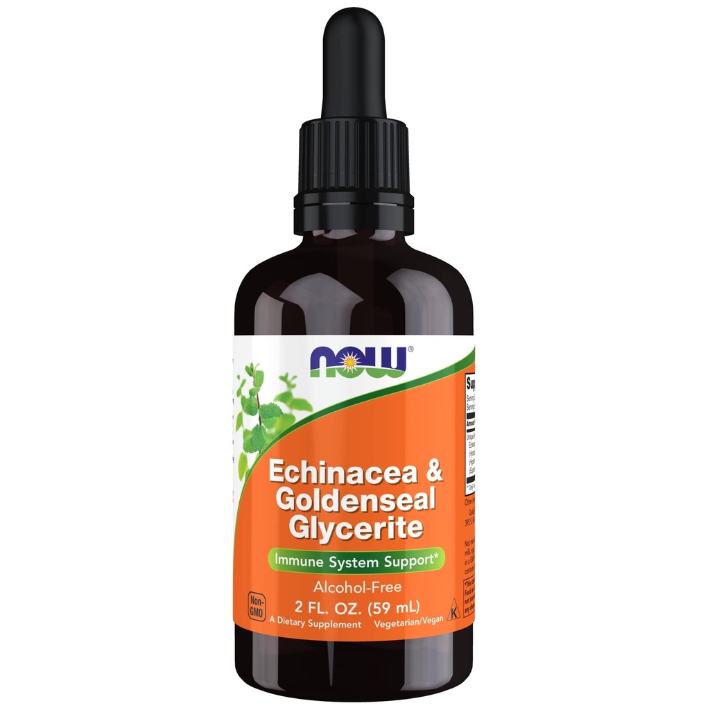 지금 음식은, Echinacea & Dropper, Immune 체계 지원*, 2-Ounce를 가진 황금 글리세라이드를 보충합니다