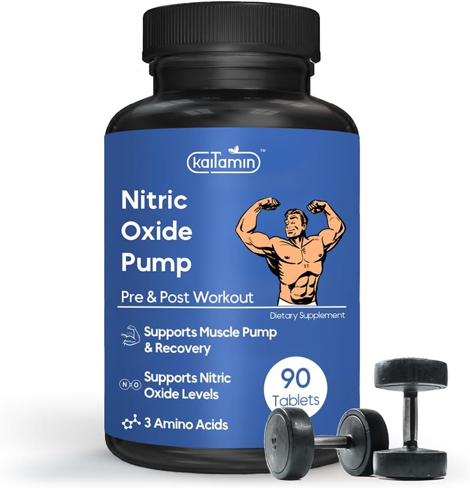 Nitric 산화물 보충교재 남자를 위한 전 운동 보충교재 | 근육 성장 | Arginine 글루타민 & Ornithine - 90 Vegan, 비 GMO 알약 지원 남성 건강