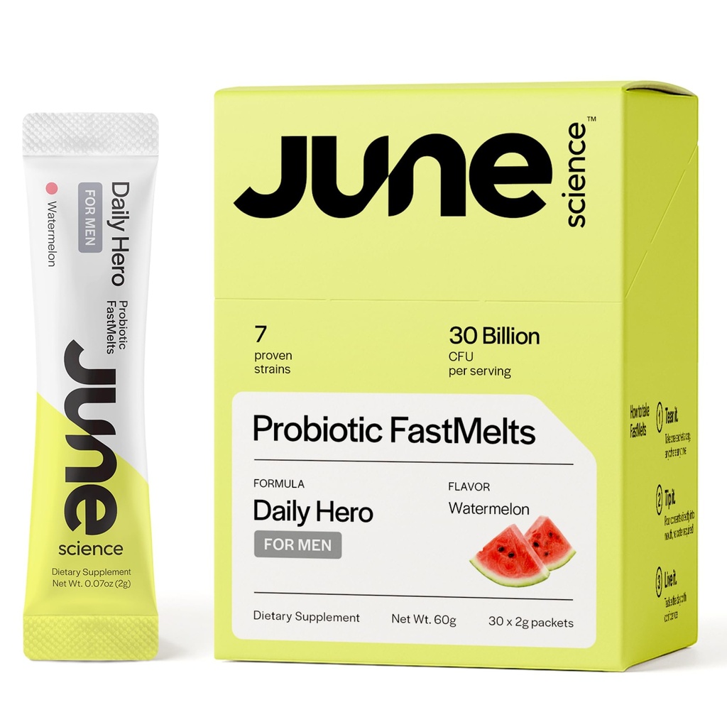남자를 위한 매일 영웅 | 빠른 용해 전 + Probiotic for Men (30 팩, 수박)