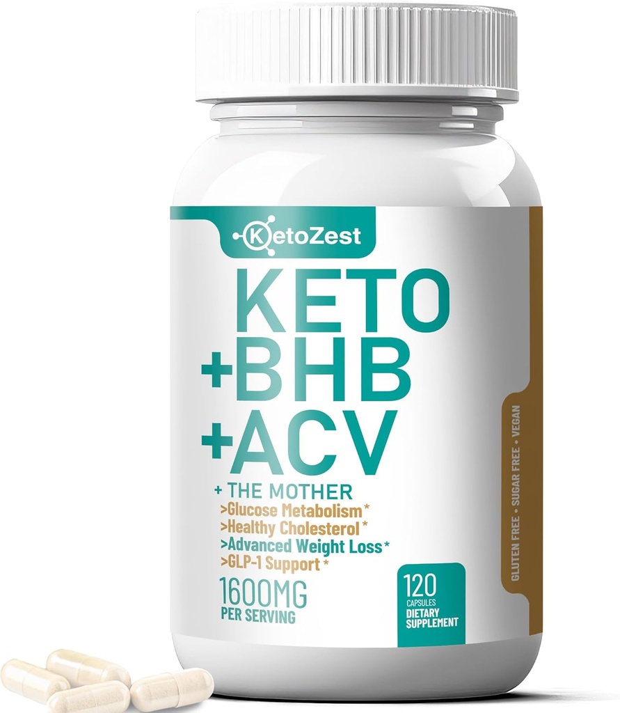 Keto ACV BHB 캡슐 고급 체중 감량 및 벨리 지방 연소에 대한 1600mg - 어머니 Ketones Vegan 보충과 유기 Apple Cider Vinegar - 남성 여성을위한 비타민 D3 아연 크롬