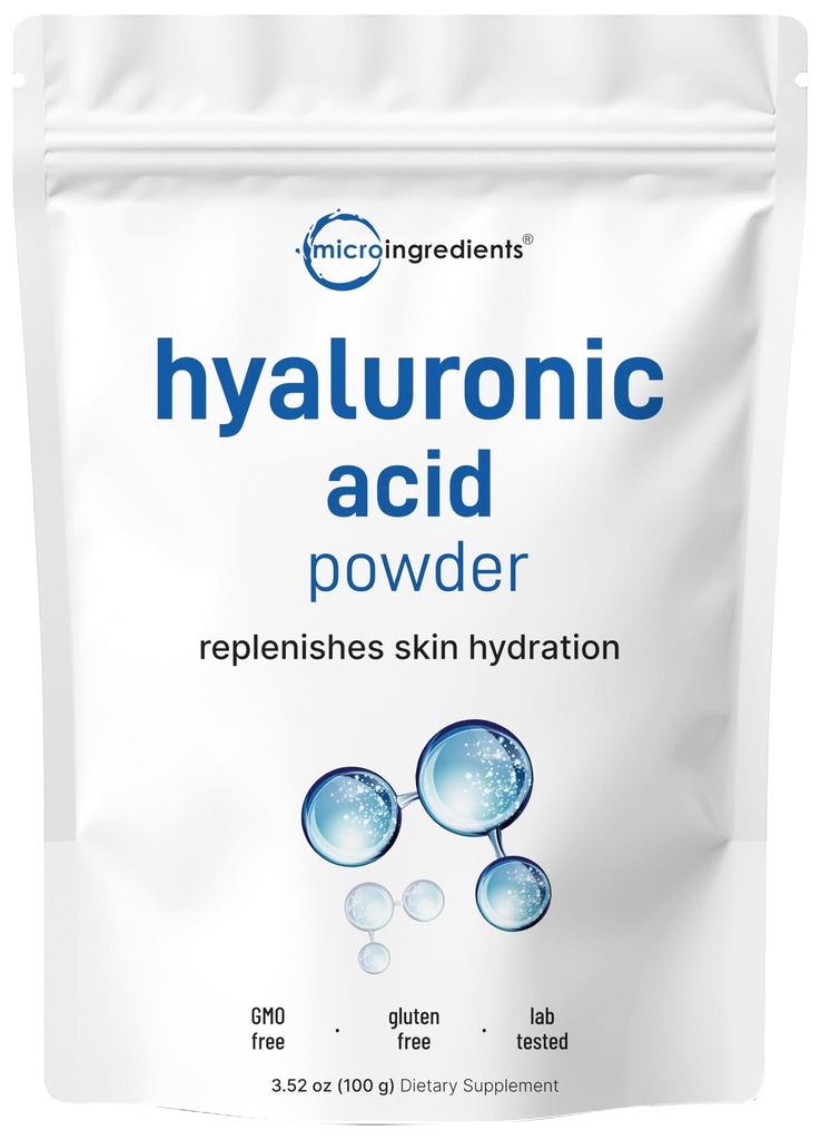 마이크로 성분 Hyaluronic 산 혈청 분말, 100개 그램 | 낮은 분자량, 화장품 급료 | 피부 Hydration와 습기 지원 보충교재 | Vegan, 수용성 (2 시간 안에)
