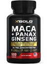 Maca 뿌리 캡슐 10,000mg + 한국어 Panax Ginseng 1,400mg - 20x 농축 추출물 검정 + 빨강 + 황색 Maca 뿌리, 10x 농축 추출물 Panax Ginseng 캡슐 - 매우 유력하고 고순화