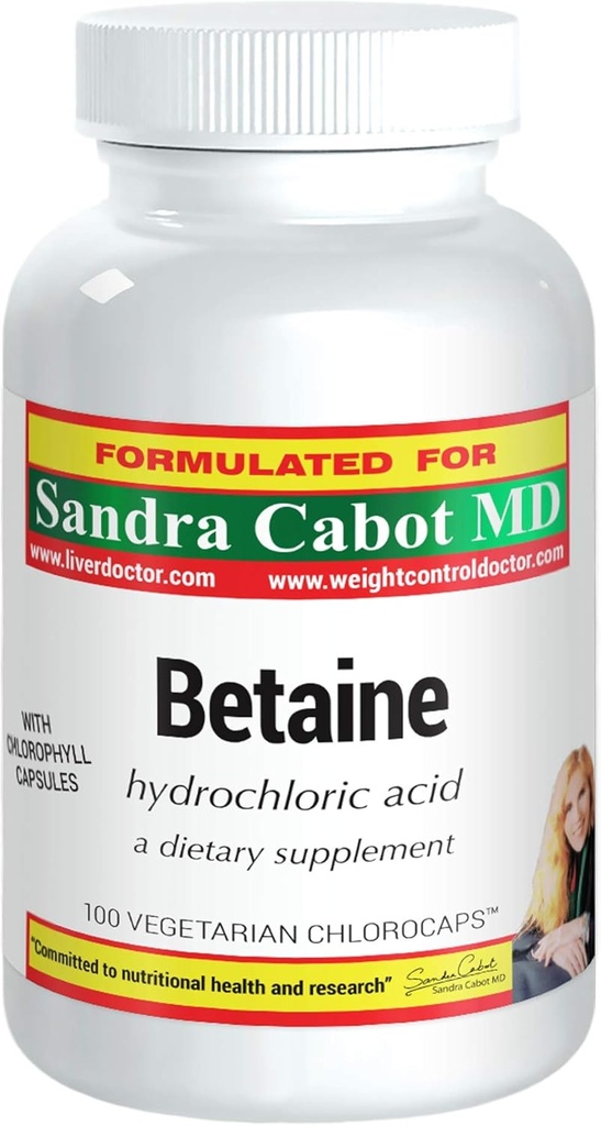 순수한 베타인 HCL 보충교재 캡슐 - Betaine HCL 100 Chlorocaps