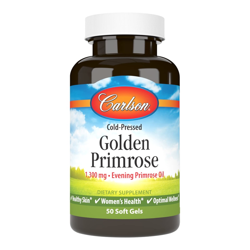 Carlson - 황금 Primrose, 1300 mg 저녁 Primrose 기름, 감기 압박되는, 건강한 피부, 여자의 건강 & Optimal 웰니스, 50 Softgels
