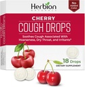 HERBION Naturals Cough Drops, Dietary Supplement, Soothes Cough, 성인 및 어린이 6 년 이상, 인공 맛 없음, 추가 색상 없음 (18 개), 체리)