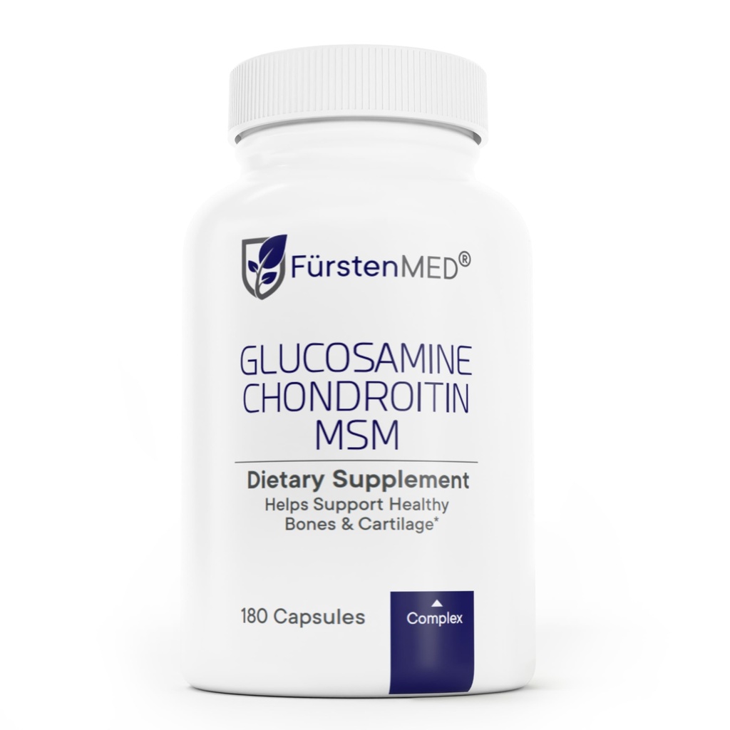FürstenMED Glucosamine Chondroitin MSM 보충교재 - Bones & 정상적인 연골 건강을 위한 Chondroitin & 글루코사민 영양 보충교재 - 비타민 C - 180 캡슐을 가진 정상적인 합동 건강을 지원하십시오