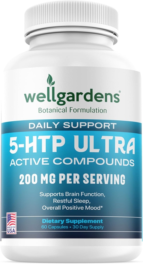 100 % 순수 200 MG 5-HTP 울트라 건강한 수면과 웰빙의 향 - 지원 무드, 스트레스, 수면 - 5HTP 칼슘 보충 - 60 5HTP 200mg 캡슐, 30의 서빙