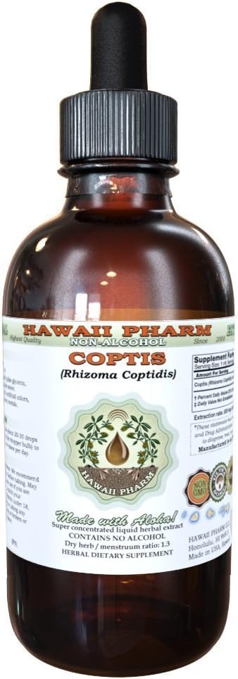 Coptis 알콜 자유로운 액체 추출물, Coptis (Rhizoma Coptidis)에 의하여 말린 뿌리 Glycerite 하와이 Pharm 자연적인 초본 보충교재 2개 oz