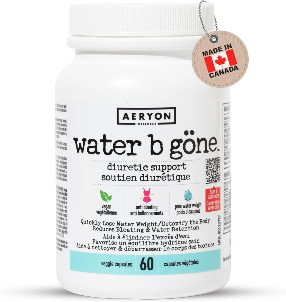 물 B Gone - 여성을위한 Diuretic 알약 - 물 보유 감소 및 Bloating - PMS 완화 찾기 - 60 Vegan 캡슐 - 20 일 공급