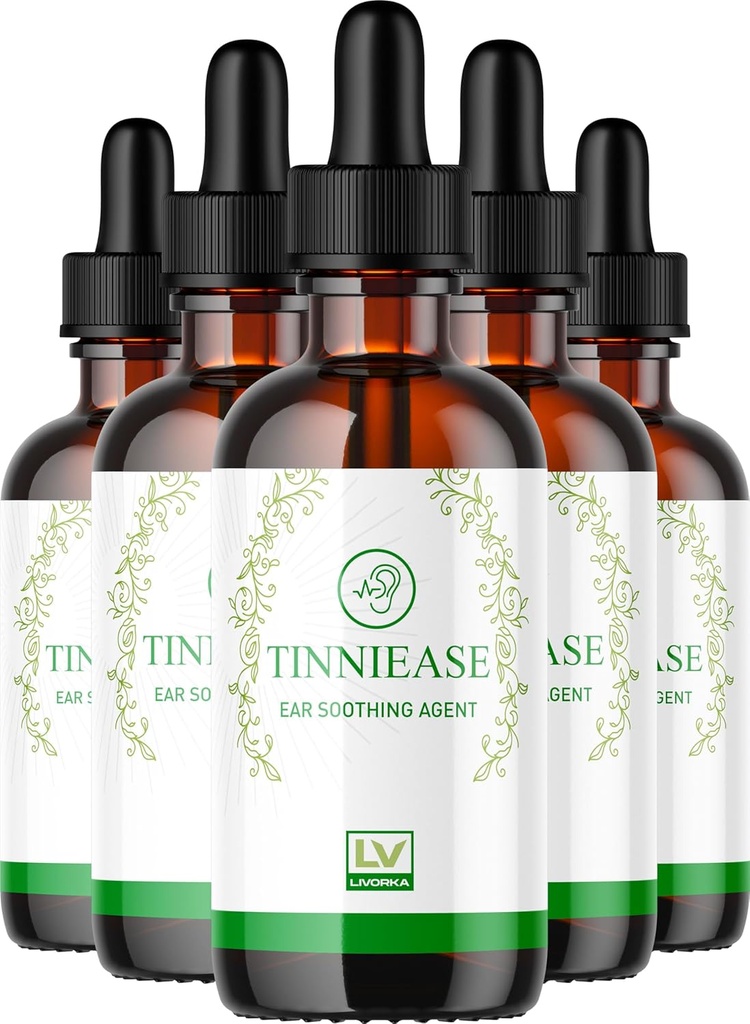 LIVORKA (5 팩) Tinniease Drops, Hearing Support, Tinni Ease Drops, Tinniease Ear Drops, 150 일 동안 5 병