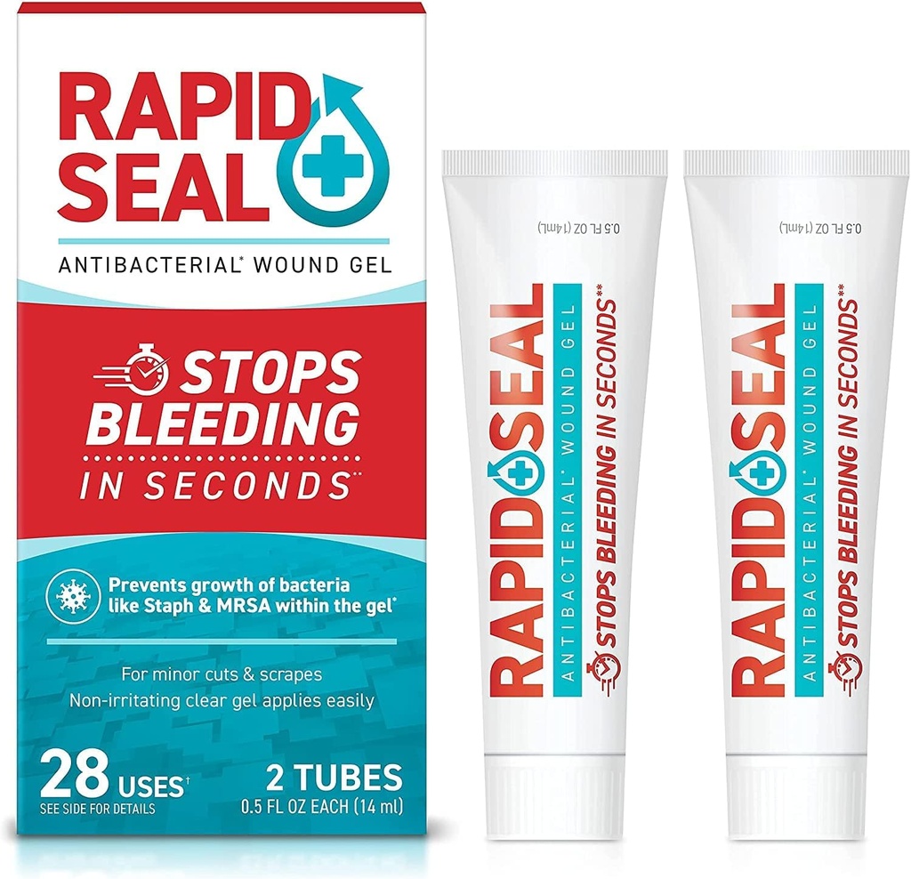 Wound Gel (2 튜브) | Stop Bleeding in Seconds | 컷, 스크랩 및 Razor Nicks for Emergency First Aid Supplies에 이상적입니다.