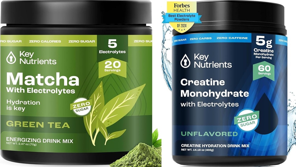 KEY NUTRIENTS Matcha Powder & Creatine Monohydrate 번들 – Unsweetened Matcha Green Tea (20 서빙) + Micronized Creatine 분말 보충 (60 서빙) – Boost Energy, Focus & Performance